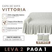 [LEVE 2 PAGUE 1] Capa de Sofá Vittoria em Algodão com Saias Laterais + 2 Almofadas Inclusas